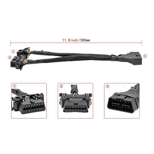 OBD2 Extension Cable Male to Dual Female 2PCS 2
