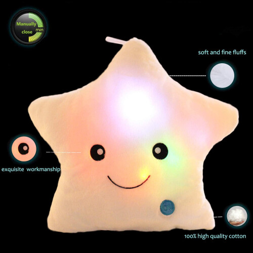 Twinkle Star Plush Pillow LED Night Light White 1