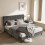 (Double, Dark Grey) Bed Frame, Upholstered Wooden Slat Bed Frame with Headboard, Easy Assembly, Underbed Storage, No Box Spring Needed 7