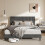 (Double, Dark Grey) Bed Frame, Upholstered Wooden Slat Bed Frame with Headboard, Easy Assembly, Underbed Storage, No Box Spring Needed 8