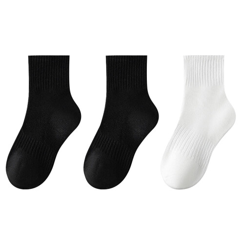 Children's Cotton Sports Socks Solid Color 3-Pack 1