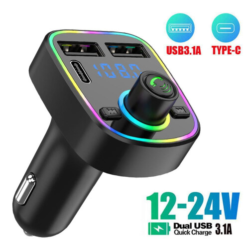 Bluetooth car wireless transmitter adapter with 2 USB ports 2