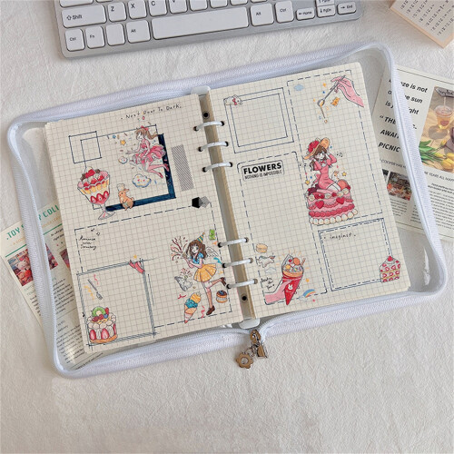 A5/A6 diary binder with flower zipper and 6 rings 2