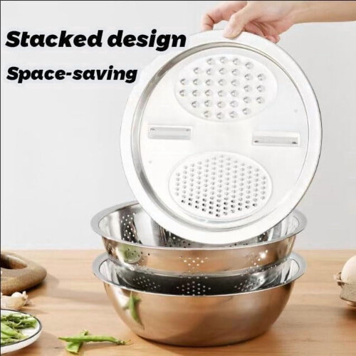 Stainless Steel Basin and Colander Set 5-in-1 2