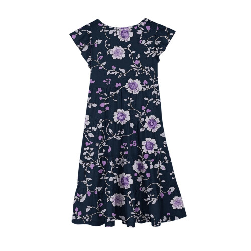 Mädchenkleid mit Blumenmuster, Volantärmeln und Taille 2