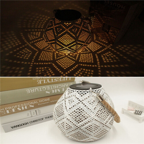 Solar Garden Light Outdoor Retro Lantern White 1