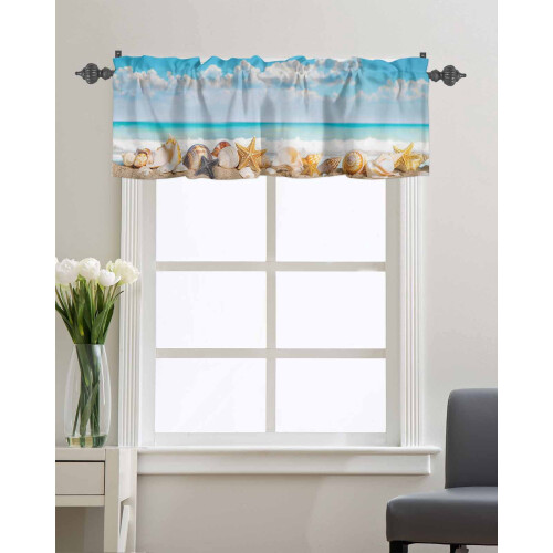 Starfish Seashell Window Valance 42x18in Rod Pocket 2