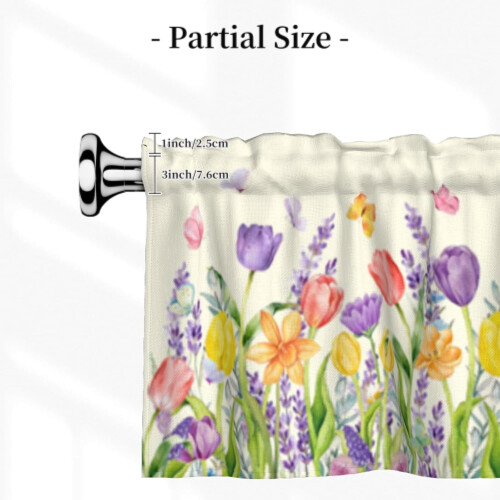 Spring Tulip Lavender Kitchen Curtain Valance 54x18 Rod 2