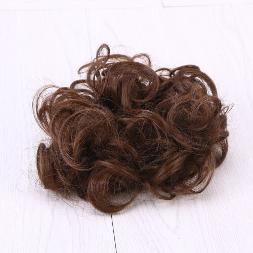 Curly Hair Piece Messy Bun Scrunchie Brown 1 Set 2