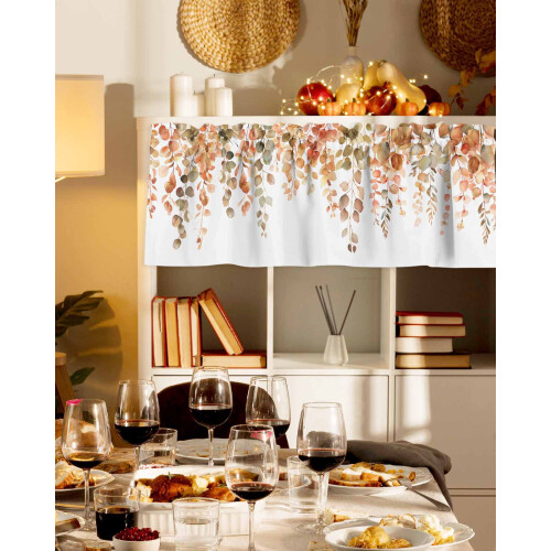 Fall Valances for Windows Retro Leaves Design 42x18 Inch 2
