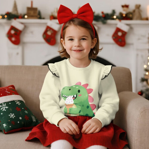 Dinosaur Long Sleeve Sweatshirt for Toddlers Soft Fabric 1