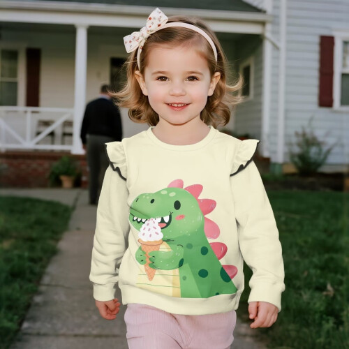 Dinosaur Long Sleeve Sweatshirt for Toddlers Soft Fabric 2