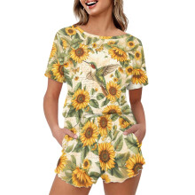 Sunflower Hummingbird Sleepwear Set Women's Size L 2 pcs
