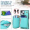 RFID Blocking Wallet Case for iPhone 14 Green PU Leather 7