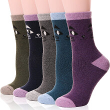 Merino Wool Socks Women Thermal Winter Thick Crew 5 Pairs