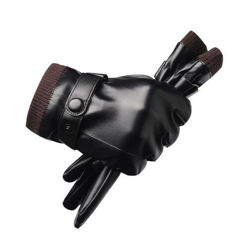 Motorcycle Gloves Leather Men's Winter Warm Thick Windproof