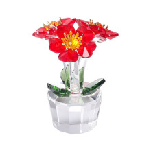Love Flower Figurine Crystal Glass Bouquet Red