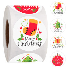 Christmas Stickers Round 500 pcs 4 designs