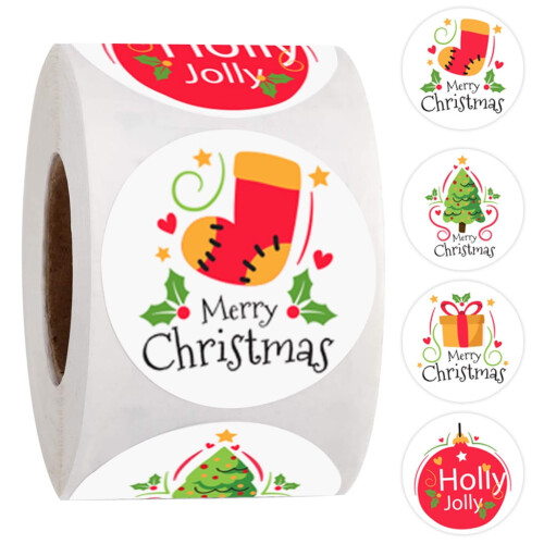 Christmas Stickers Round 500 pcs 4 designs