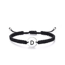 Sterling Silver Initial Bracelet Adjustable Braided Disc