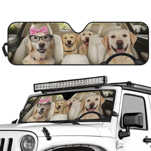 Πτυσσόμενο σκίαστρο ηλίου Golden Retriever για Jeep Wrangler 1