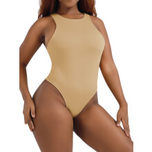 Women's Waist Trainer Bodysuit Seamless Round Neck Tummy