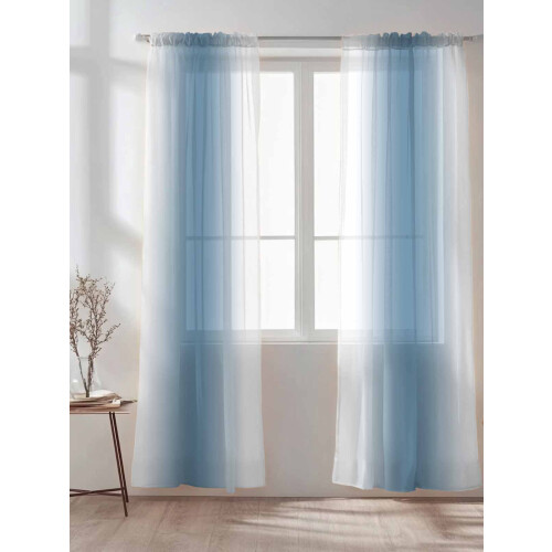 Blue and White Ombre Sheer Curtains 52x96 in Light 1
