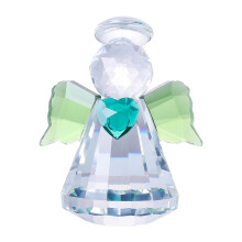 Crystal Guardian Angel Figurine Paperweight Green 2.7 Inch