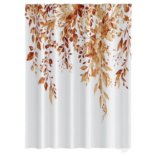 Fall Leaves Kitchen Curtains Orange Eucalyptus Tier Set 1