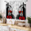 Red Wine Kitchen Curtains Rustic Rose Floral 2 Panels 2