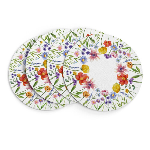 Runda bordstabletter med vårblommor, 4-pack, 35 cm 1