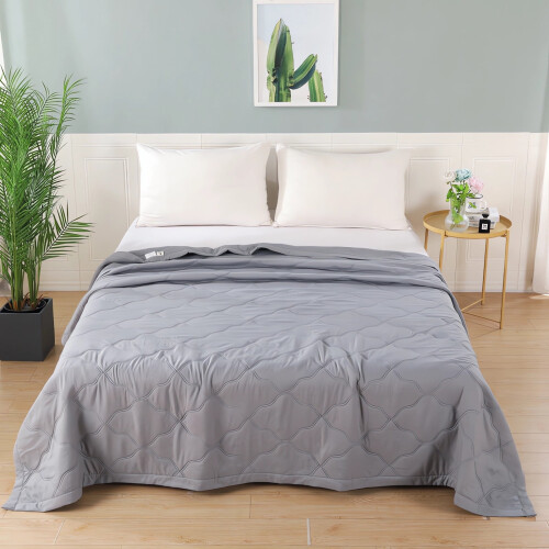 Bomullsquilt Queen Size Lätt Andningsbar Grå 2