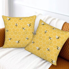 Housses de coussin abeille en lin 45 x 45 cm (lot de 2)