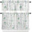 Green Coastal Kitchen Curtains and Valances Set with Rod 2