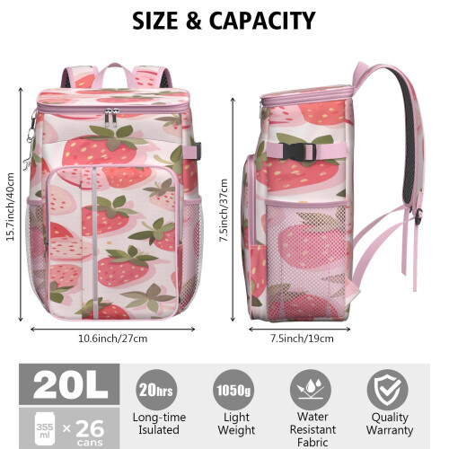 Σακίδιο πλάτης Strawberry Cooler με μόνωση, αδιάβροχο, 1 συσκευασία 2