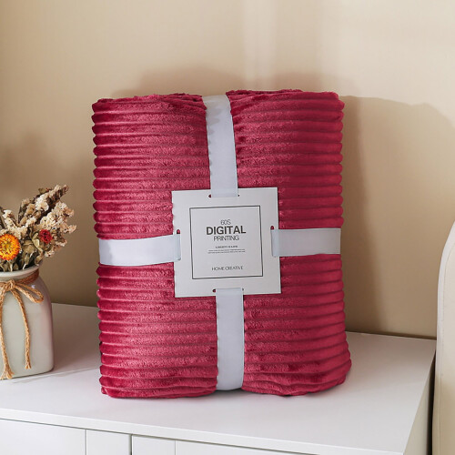 Cable Knit Throw Blanket Queen Size Cotton Waffle and Coral 1