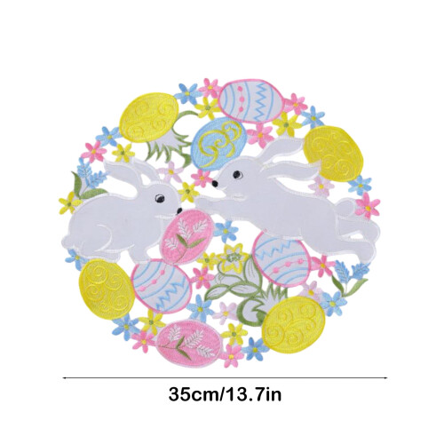 Easter Bunny Placemats Floral Rabbit Eggs Round 14 Inch 2