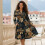 Robe midi patchwork à manches longues, taille moyenne 4