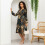 Robe midi patchwork à manches longues, taille moyenne 5