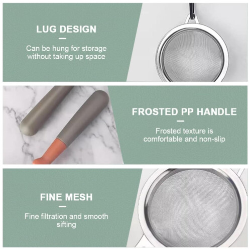 Stainless Steel Mesh Strainer with Silicone Handle 2PCS 2