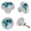 Crystal Glass Cabinet Knobs White Teal Marble Print 4 PCS 4