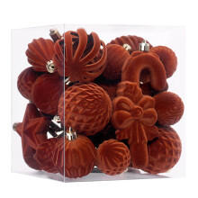 Xinwanna Velvet Christmas Ornaments Set Brown 28 pcs