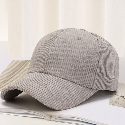 Corduroy Baseball Cap Solid Color Adjustable Peak Hat 2