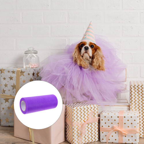 Purple Polyester Tulle Fabric for Gift Decor 4 Rolls 2