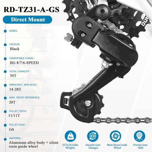 Dérailleur arrière RD-TZ31, fixation directe, 6/7/8 vitesses 1