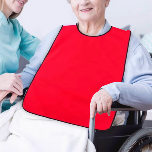 Adult Bib Terry Cloth Washable Red 1