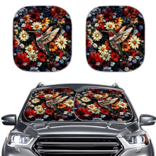 Washable Flower Hummingbird Car Sunshade Universal Fit