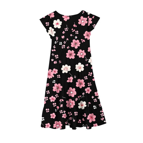 Mädchenkleid mit Blumenmuster, Volantärmeln und Taille 2