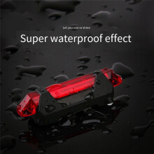 Helmet Bicycle Signal Lamp Waterproof Rear Tail Lamp LED USB Style Rechargeable Cycling Portable Detachable Lamp, B-Red