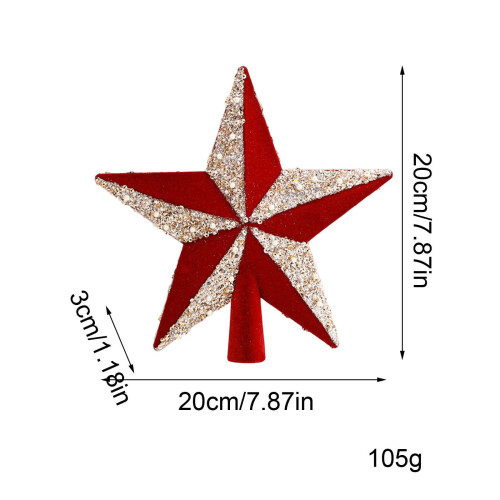 Velvet Glitter Star Christmas Tree Topper Red Silver 2